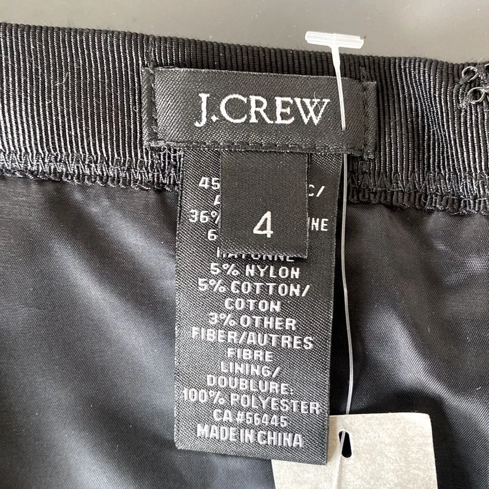 J. Crew Black & Gray Tweed Wool Blend Skirt sz 4 Academia Classic Feminine